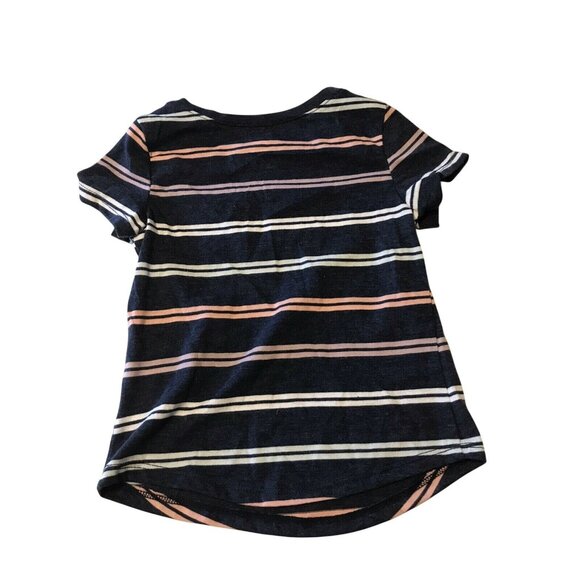 Old Navy Toddler Girls Size 2T T-Shirt Short Sleeve Striped Blue Pink New - Picture 2 of 6